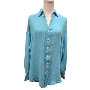 Vitamin A Playa Linen Gauze Oversized Shirt XS Long Sleeves Mid-Weight